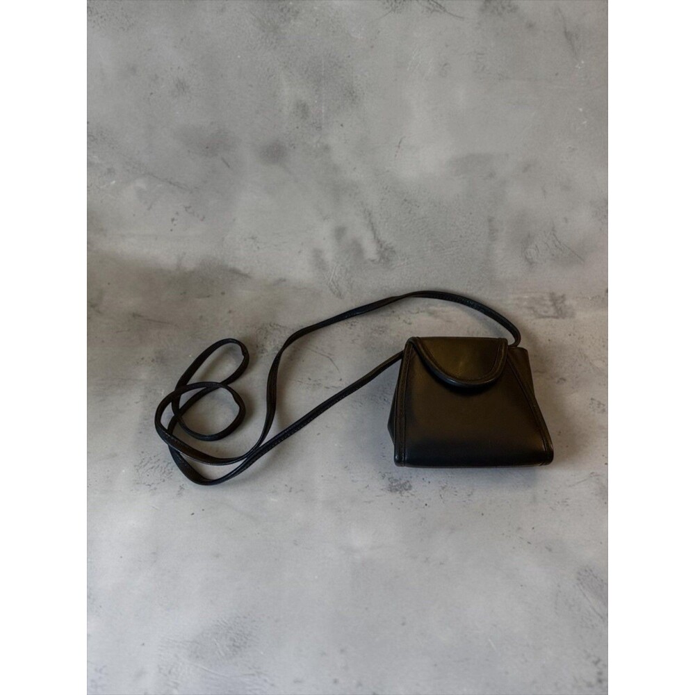 Hobo International Small Black Leather Organizer Crossbody Shoulder Bag EUC
